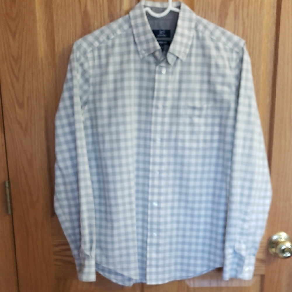 George Gray and White Casual Button Down Shirt